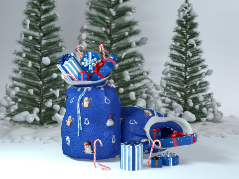 Sac cadeau bleu du Père Noël Modèle 3D