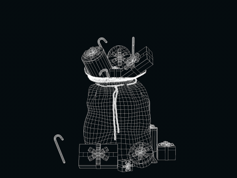 Sac cadeau bleu du Père Noël Modèle 3D