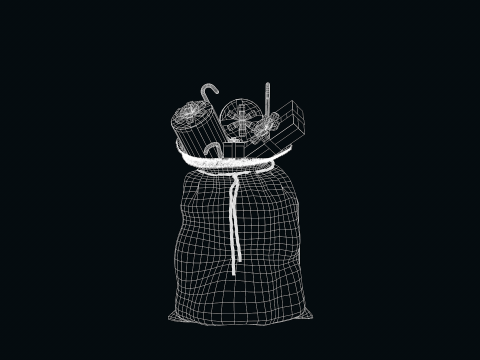 Sac cadeau bleu du Père Noël Modèle 3D