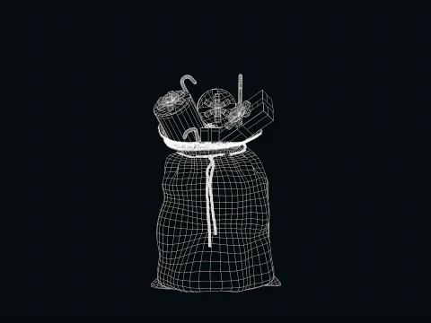 Borsa regalo blu di Babbo Natale Modello 3D