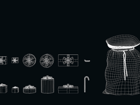 Sac cadeau bleu du Père Noël Modèle 3D