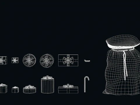 Borsa regalo blu di Babbo Natale Modello 3D