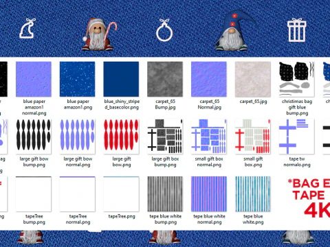 Borsa regalo blu di Babbo Natale Modello 3D