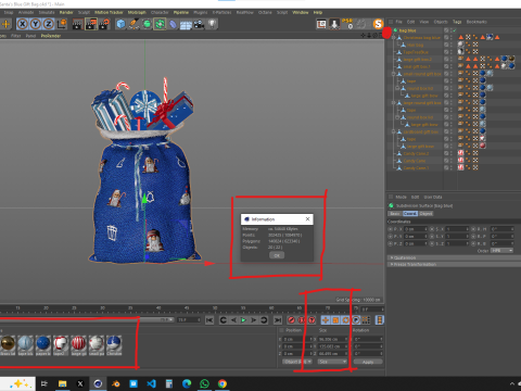 Sac cadeau bleu du Père Noël Modèle 3D