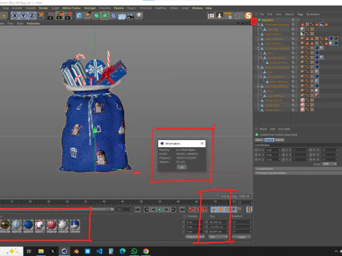 Borsa regalo blu di Babbo Natale Modello 3D