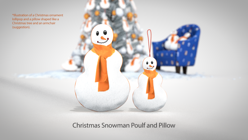 Kerstsneeuwman poef en kussen 3D Model .c4d .max .obj .3ds .fbx .stl .blend 