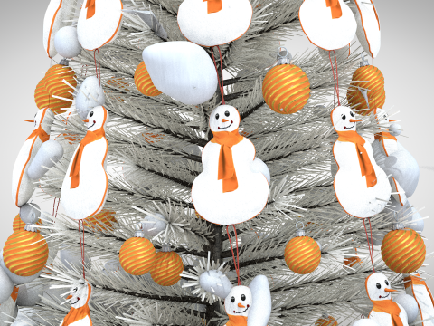 Kerstsneeuwman poef en kussen 3D Model