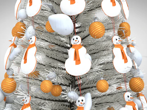 Puf y almohada de mu&ntilde;eco de nieve navide&ntilde;o Modelo 3D