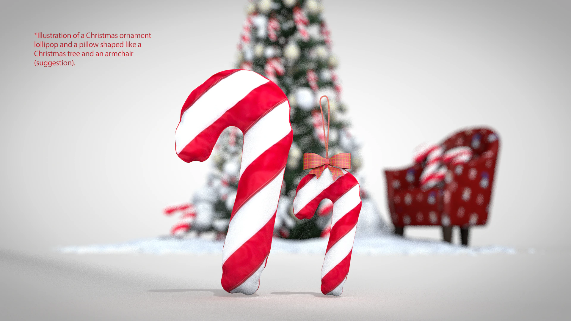 Christmas Lollipop Pouf and Pillow 3D Model .c4d .max .obj .3ds .fbx .stl .blend 