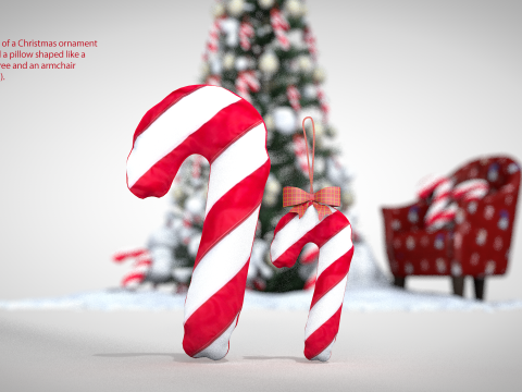 Різдвяний льодяниковий пуф і подушка 3D Модель