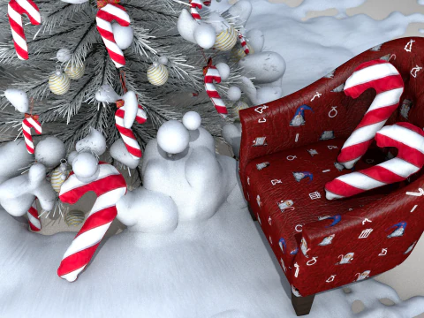 Christmas Lollipop Pouf and Pillow 3D Model