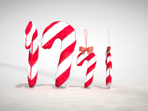 Christmas Lollipop Pouf and Pillow 3D Model