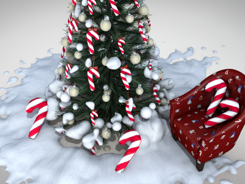 Puf y almohada Christmas Lollipop Modelo 3D