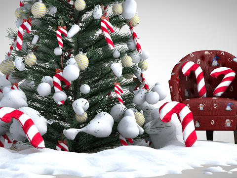 Puf y almohada Christmas Lollipop Modelo 3D