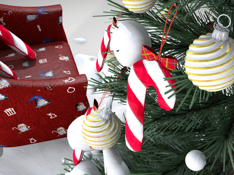 Puf y almohada Christmas Lollipop Modelo 3D