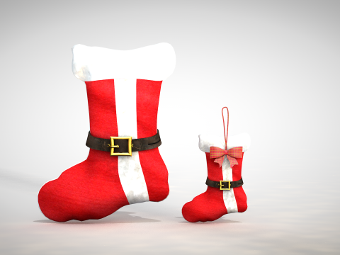 Kerst sok poef en kussen 3D Model