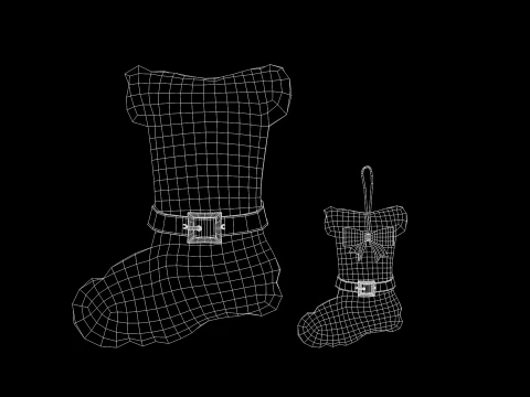 Christmas Sock Pouf and Pillow 3D Model