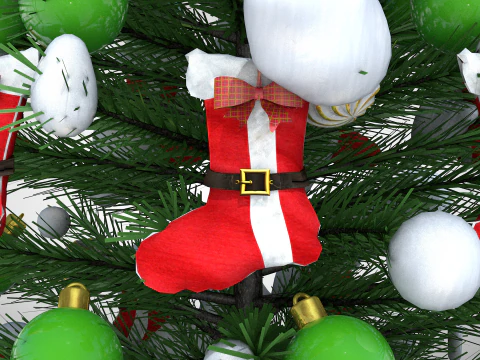 Christmas Sock Pouf and Pillow 3D Model