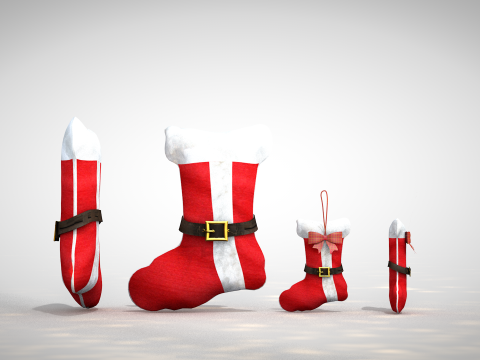 Kerst sok poef en kussen 3D Model