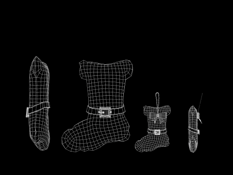 Kerst sok poef en kussen 3D Model