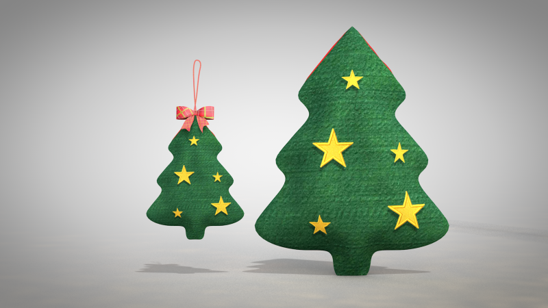 Christmas Tree Pouf and Pillow 3D Model .c4d .max .obj .3ds .fbx .stl .blend