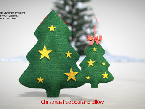 Pouf dan Bantal Pohon Natal Model 3D