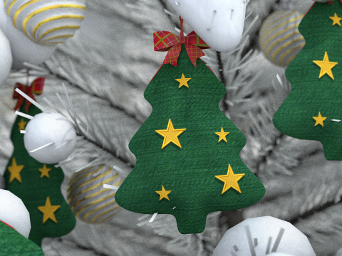 Pouf dan Bantal Pohon Natal Model 3D