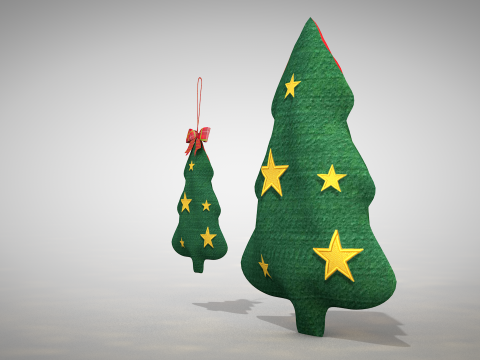 Pouf dan Bantal Pohon Natal Model 3D