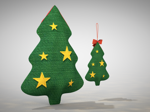 Pouf dan Bantal Pohon Natal Model 3D