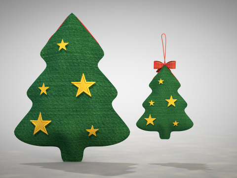 Pouf dan Bantal Pohon Natal Model 3D