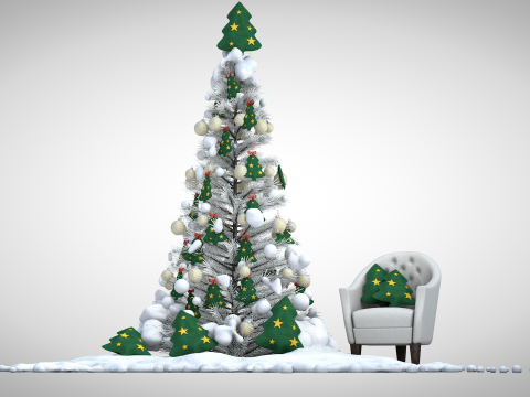 Pouf dan Bantal Pohon Natal Model 3D