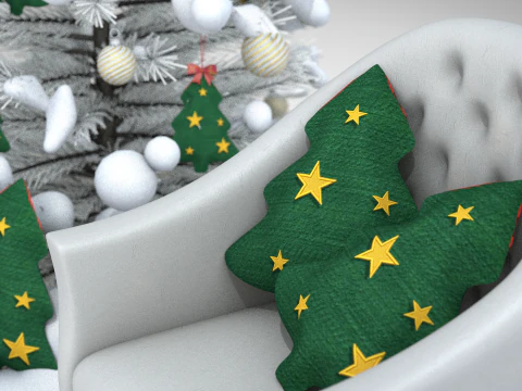 Christmas Tree Pouf and Pillow 3D Model