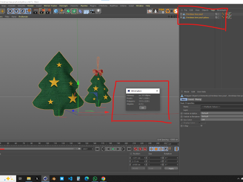 Pouf dan Bantal Pohon Natal Model 3D