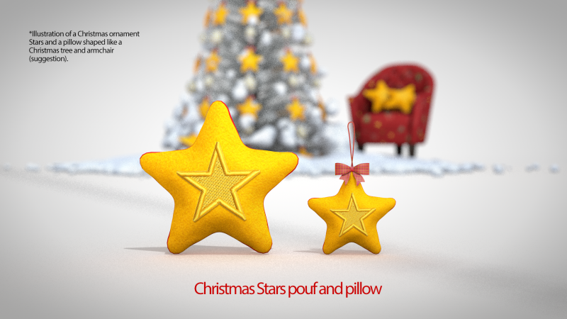 Pufe e almofada estrela de Natal Modelo 3D .c4d .max .obj .3ds .fbx .stl .blend 