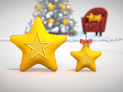 Pufe e almofada estrela de Natal Modelo 3D