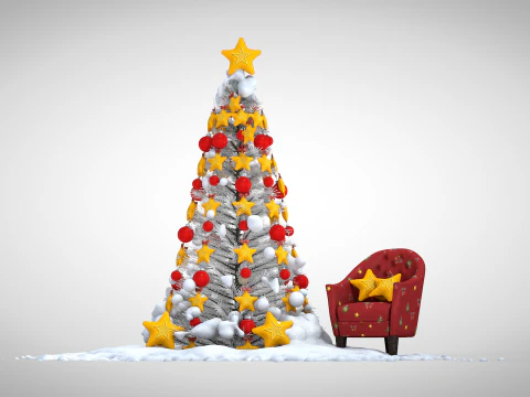 Christmas Star Pouf and Pillow 3D Model