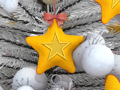 Pufe e almofada estrela de Natal Modelo 3D