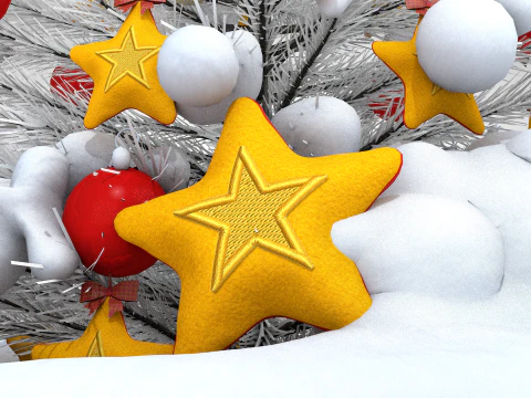 Christmas Star Pouf and Pillow 3D Model