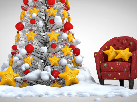 Christmas Star Pouf and Pillow 3D Model