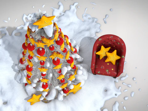 Christmas Star Pouf and Pillow 3D Model