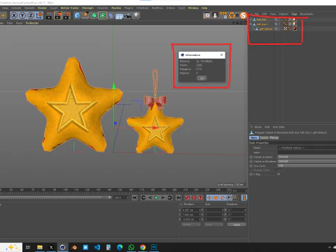 Christmas Star Pouf and Pillow 3D Model