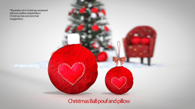 Weihnachtskugel-Hocker und Kissen 3D Modell .c4d .max .obj .3ds .fbx .stl .blend 