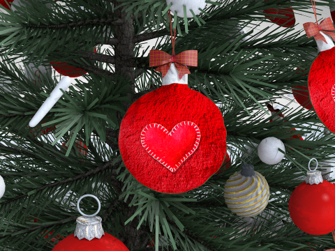 Weihnachtskugel-Hocker und Kissen 3D Modell