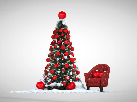 Christmas Ball Pouf and Pillow 3D Model
