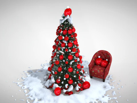 Christmas Ball Pouf and Pillow 3D Model