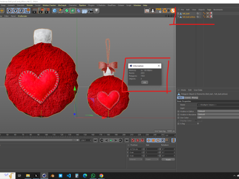 Weihnachtskugel-Hocker und Kissen 3D Modell