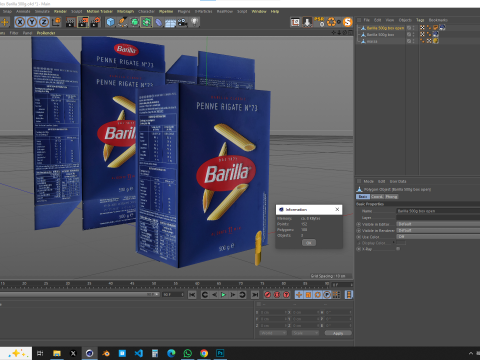 Barilla 500g Pasta Box 3D Model