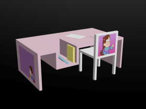 childrens table gravity falls low-poly Modèle 3D