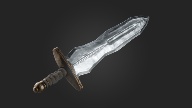 one-handed sword bronze handle steel blade game ready vr - ar - low-poly 3D Model .c4d .max .obj .3ds .fbx .stl .blend 