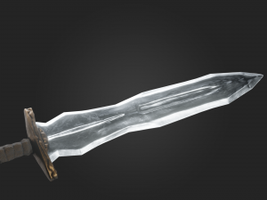 one-handed sword bronze handle steel blade game ready vr - ar - low-poly 3D Model